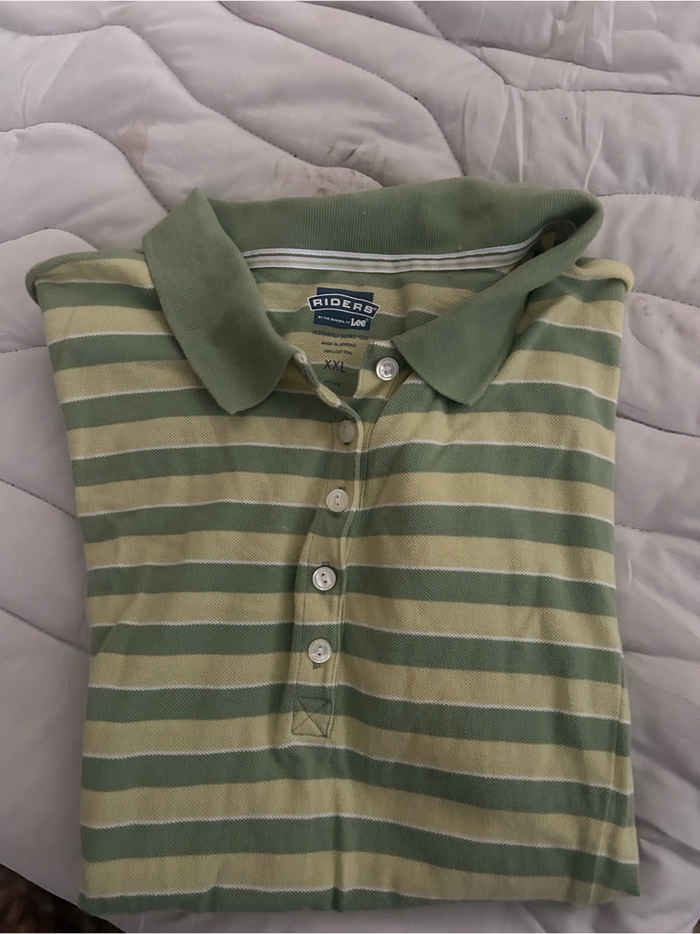Riders by Lee Women’s Green & Cream Striped Polo Shirt